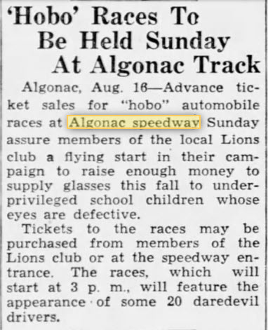 Algonac Speedway - Aug 16 1940 Hobo Racing Article (newer photo)